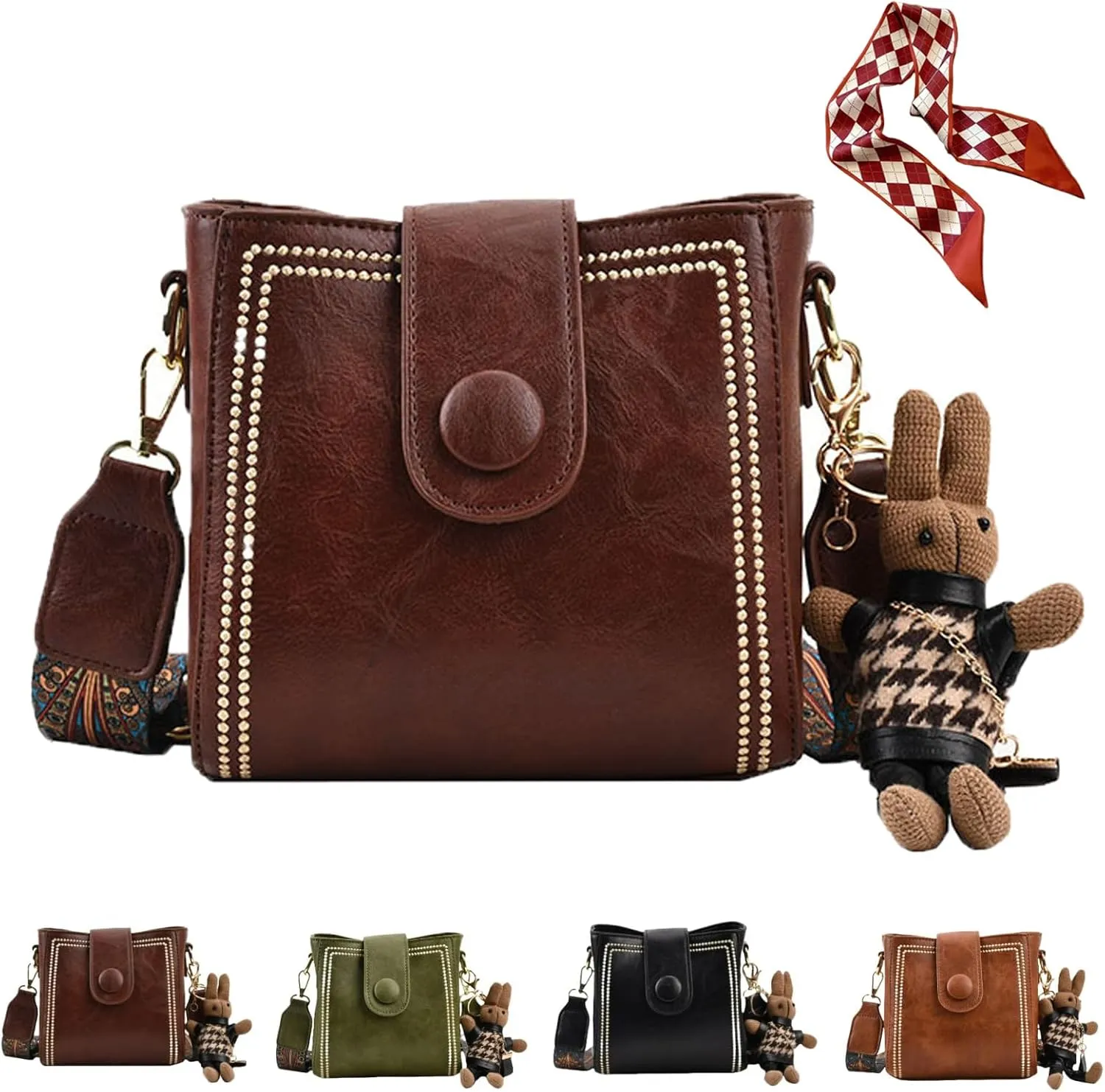 Vintage Fashion Bag with Adjustable Wider Shoulder Strap, Vintage Retro Small Water Bucket Bag, Vintage Fashion Crossbody Bag