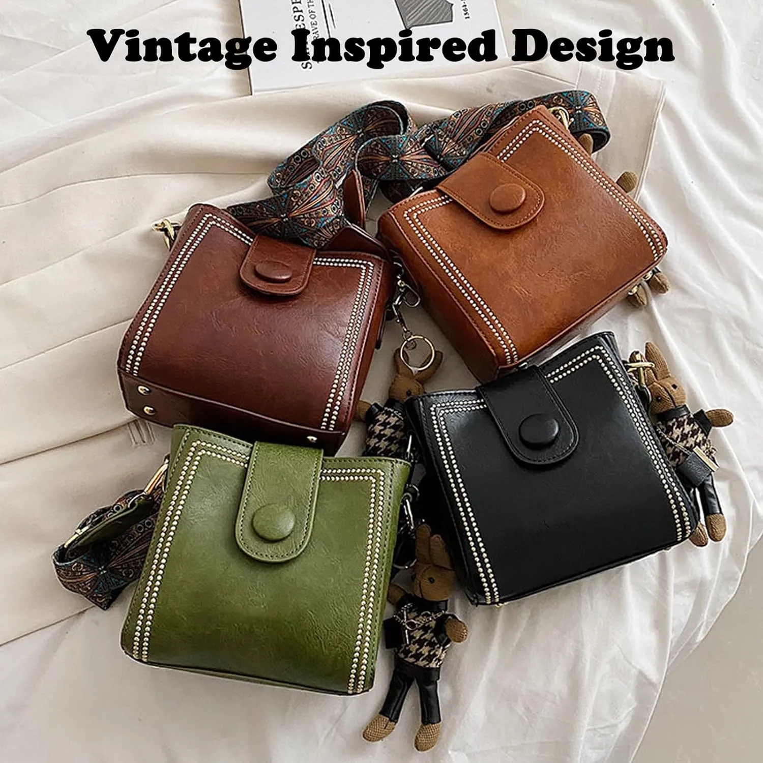 Vintage Fashion Bag with Adjustable Wider Shoulder Strap, Vintage Retro Small Water Bucket Bag, Vintage Fashion Crossbody Bag