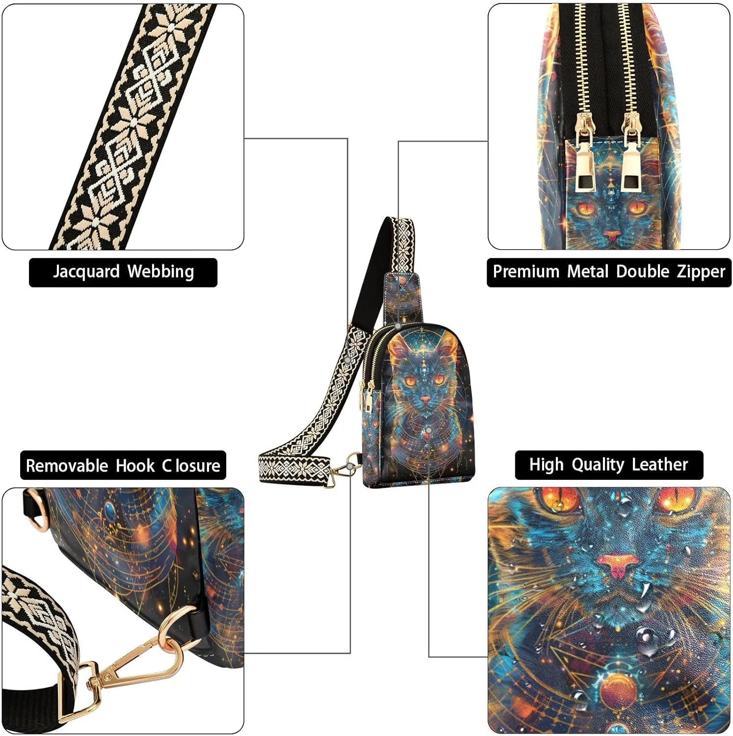 Vintage Rose Floral Leather Crossbody Sling Bag for Women - Chest & Waist Pack