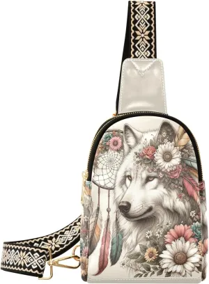 Vintage Rose Floral Leather Crossbody Sling Bag for Women - Chest & Waist Pack