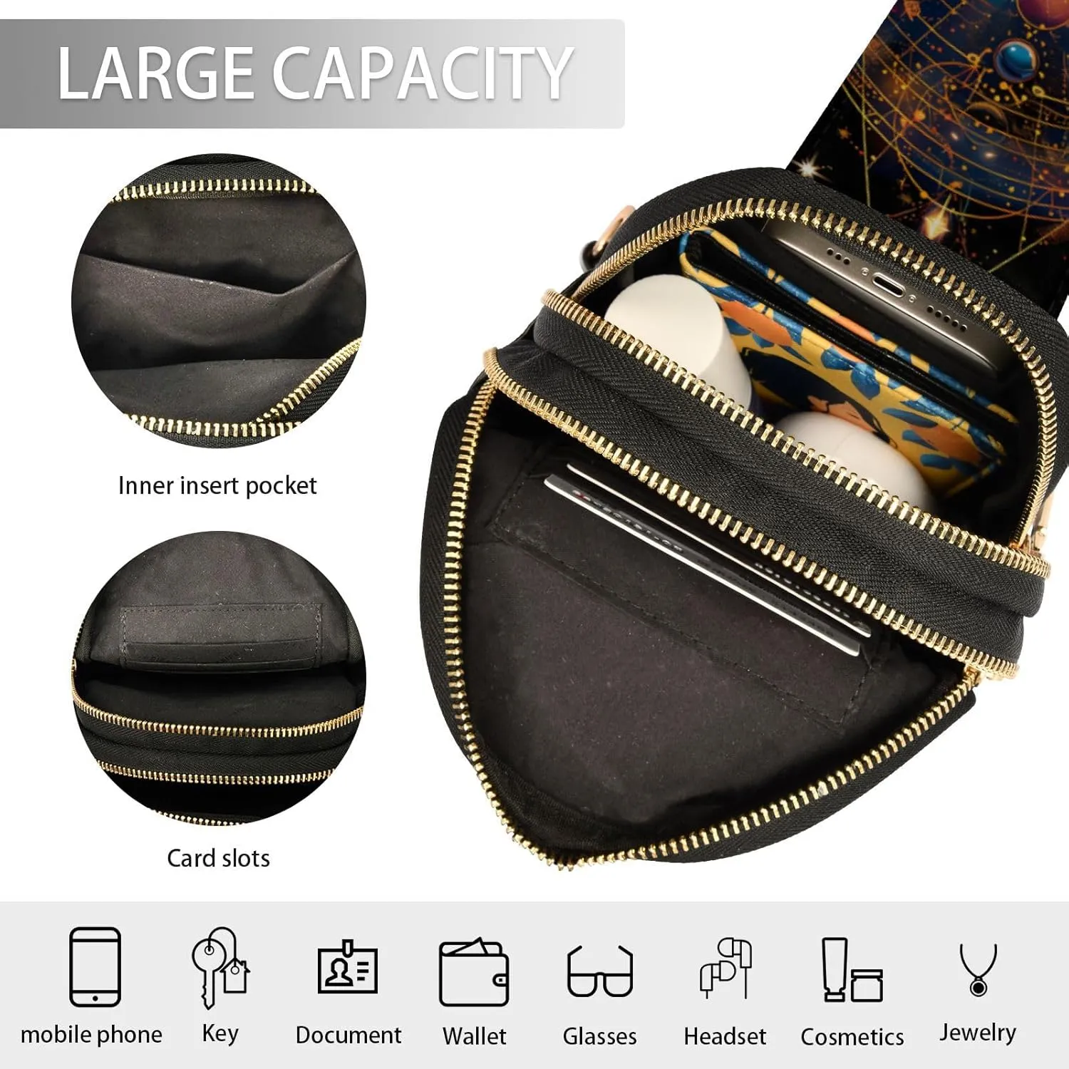 Vintage Rose Floral Leather Crossbody Sling Bag for Women - Chest & Waist Pack