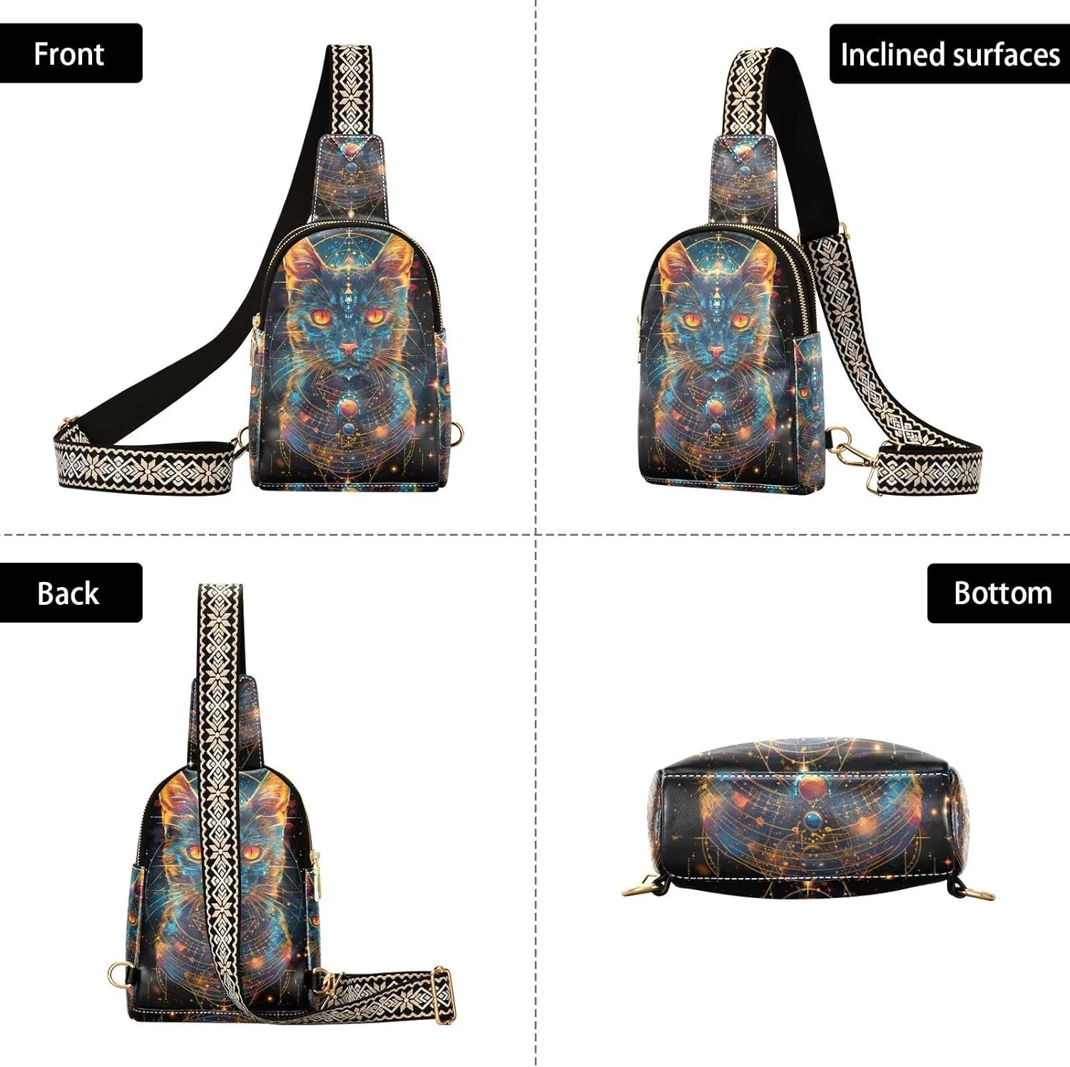 Vintage Rose Floral Leather Crossbody Sling Bag for Women - Chest & Waist Pack