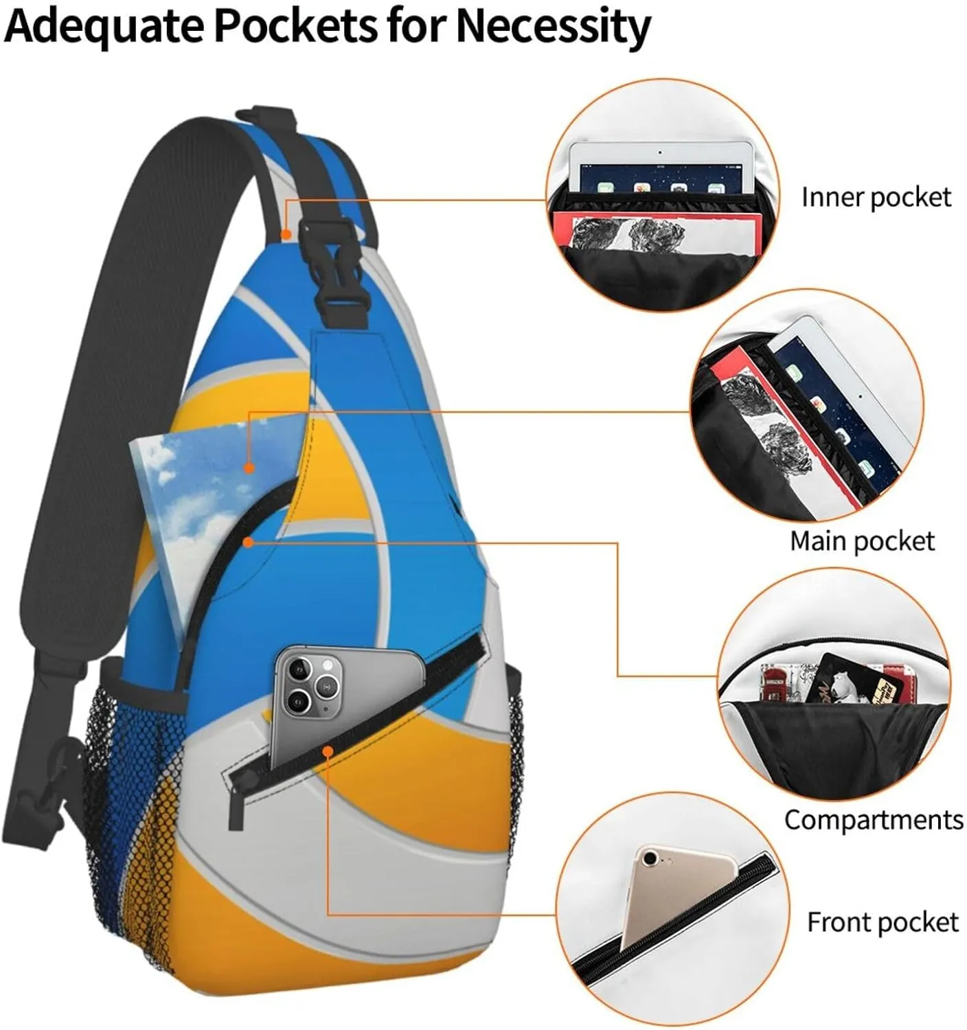 Volleyball Sling Backpack - Crossbody Shoulder Bag for Men & Women
