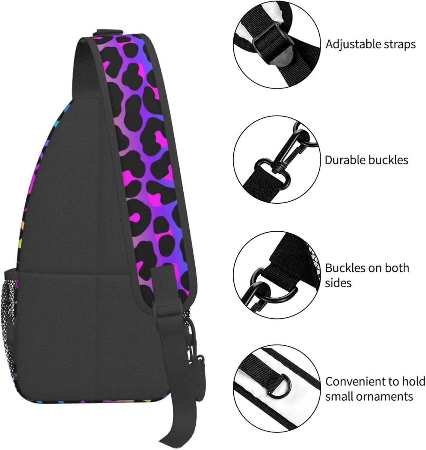 VOOHDDY Leopard Neon Animal Print Sling Bag For Women Men Travel Hiking Backpack Crossbody Shoulder Chest Bags Casual Daypack Sport