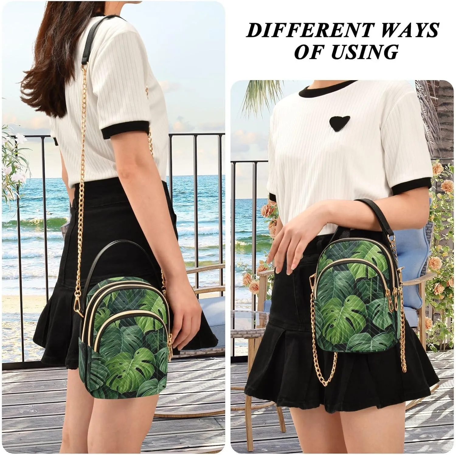 Walls Hand Painted Women's Crossbody Bag, Triple Compartment Crossbody Bag, Crossbody Purses for Women Travel