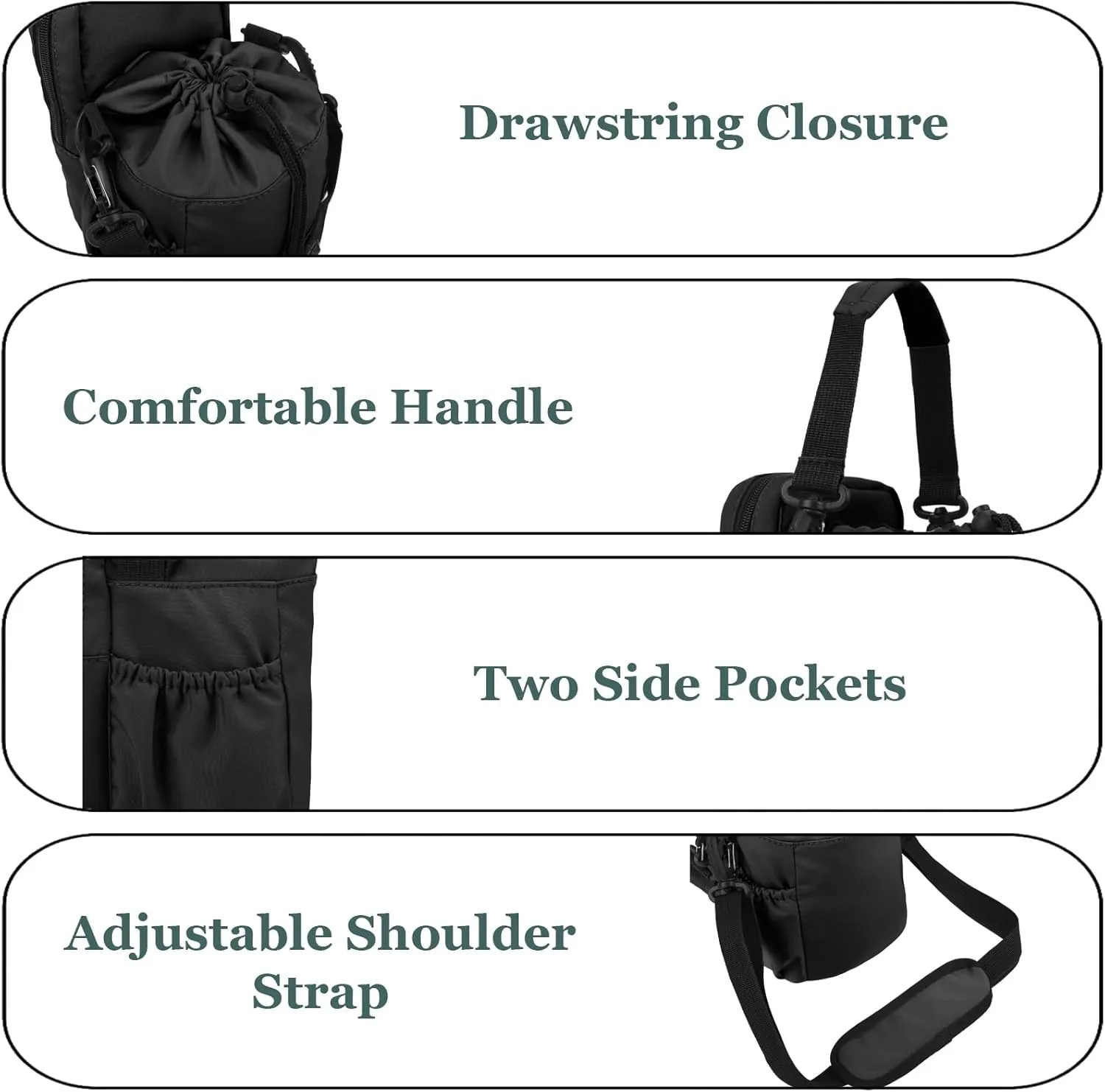 Water Bottle Holder with Strap, 32/40oz Insulation Water Bottle Carrier Bag with Phone Pocket, Water Bottle Sling Bag Crossbody Water Bottle Holder for Hiking Walking