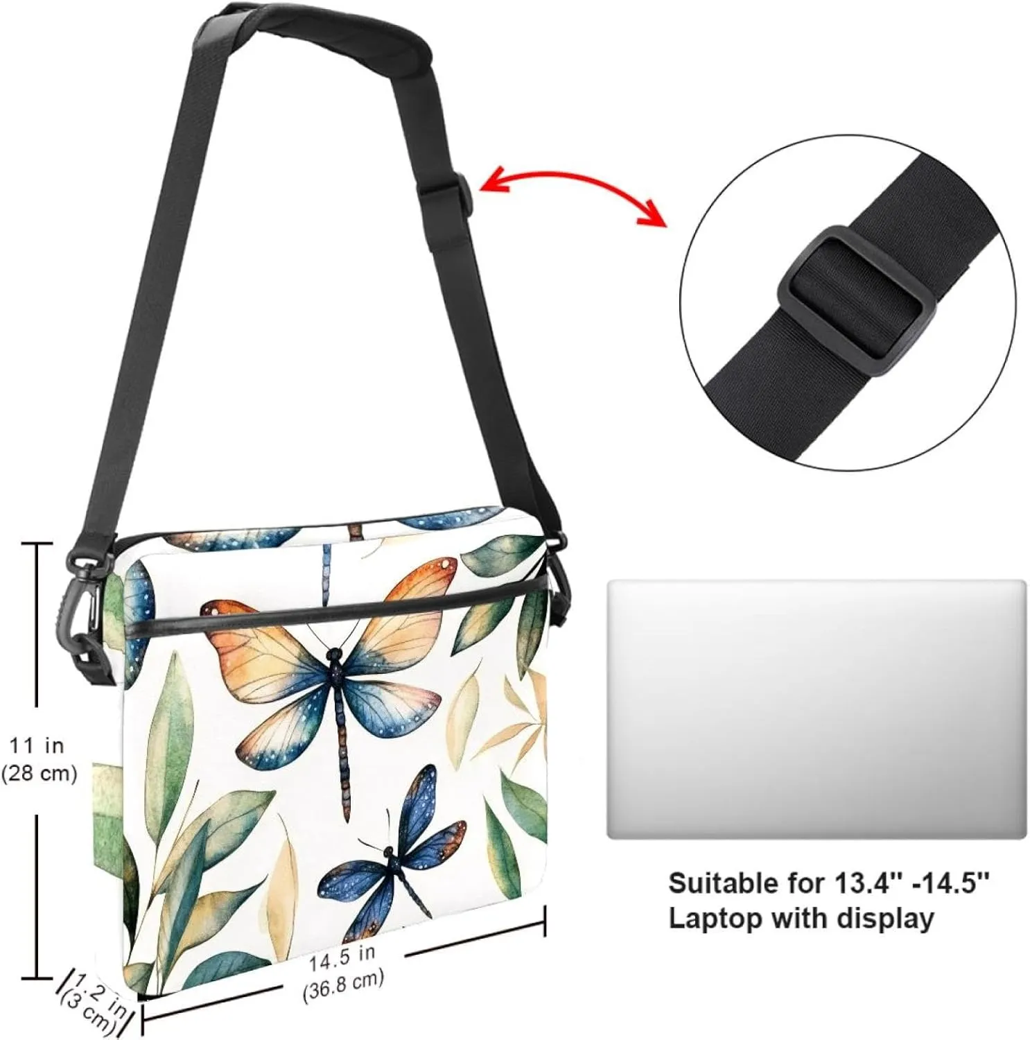 Watercolor Cute Cats Laptop Shoulder Bag Slim Computer Briefcase Laptop Sleeve Messenger Case