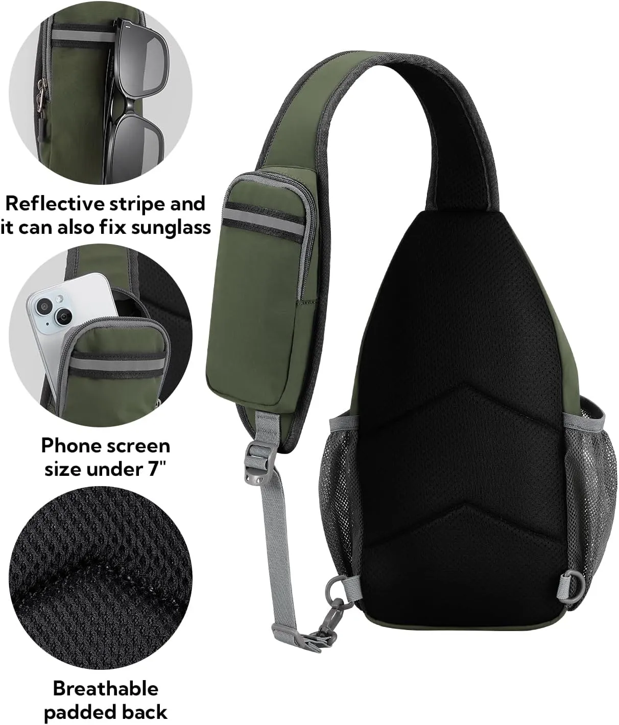 WATERFLY Crossbody Sling Backpack Sling Bag Travel Hiking Chest Bag Daypack