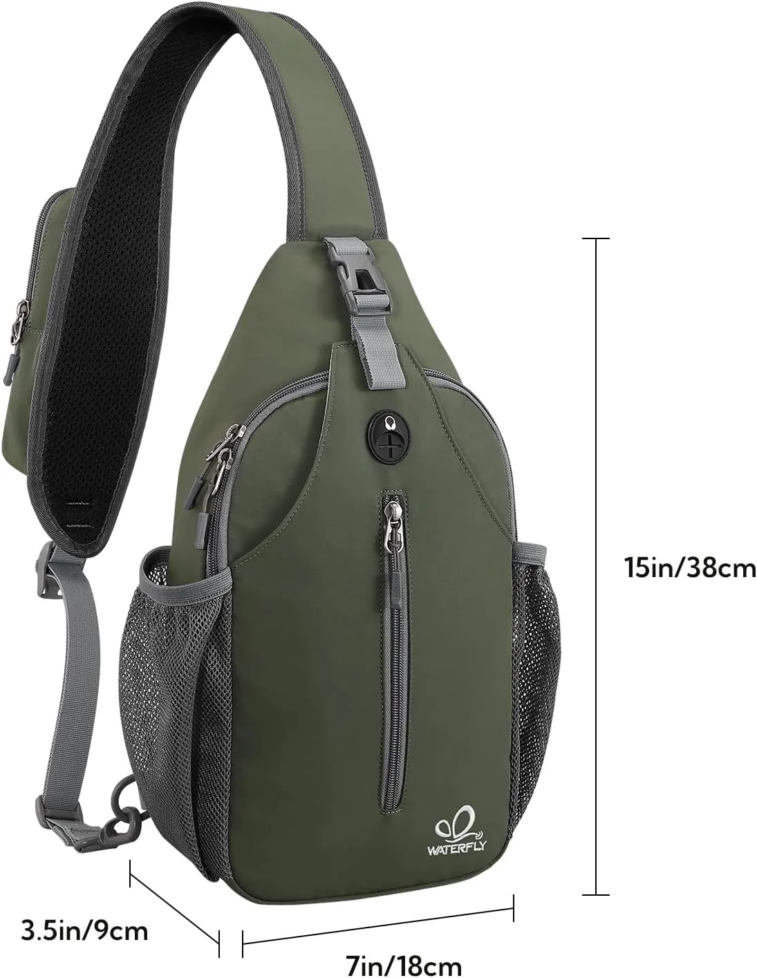 WATERFLY Crossbody Sling Backpack Sling Bag Travel Hiking Chest Bag Daypack