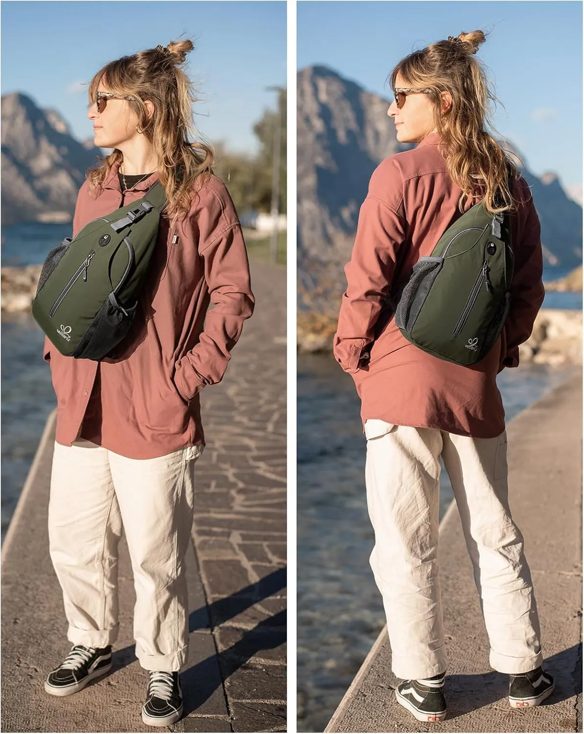 WATERFLY Crossbody Sling Backpack Sling Bag Travel Hiking Chest Bag Daypack