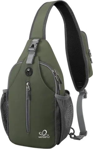 WATERFLY Crossbody Sling Backpack Sling Bag Travel Hiking Chest Bag Daypack
