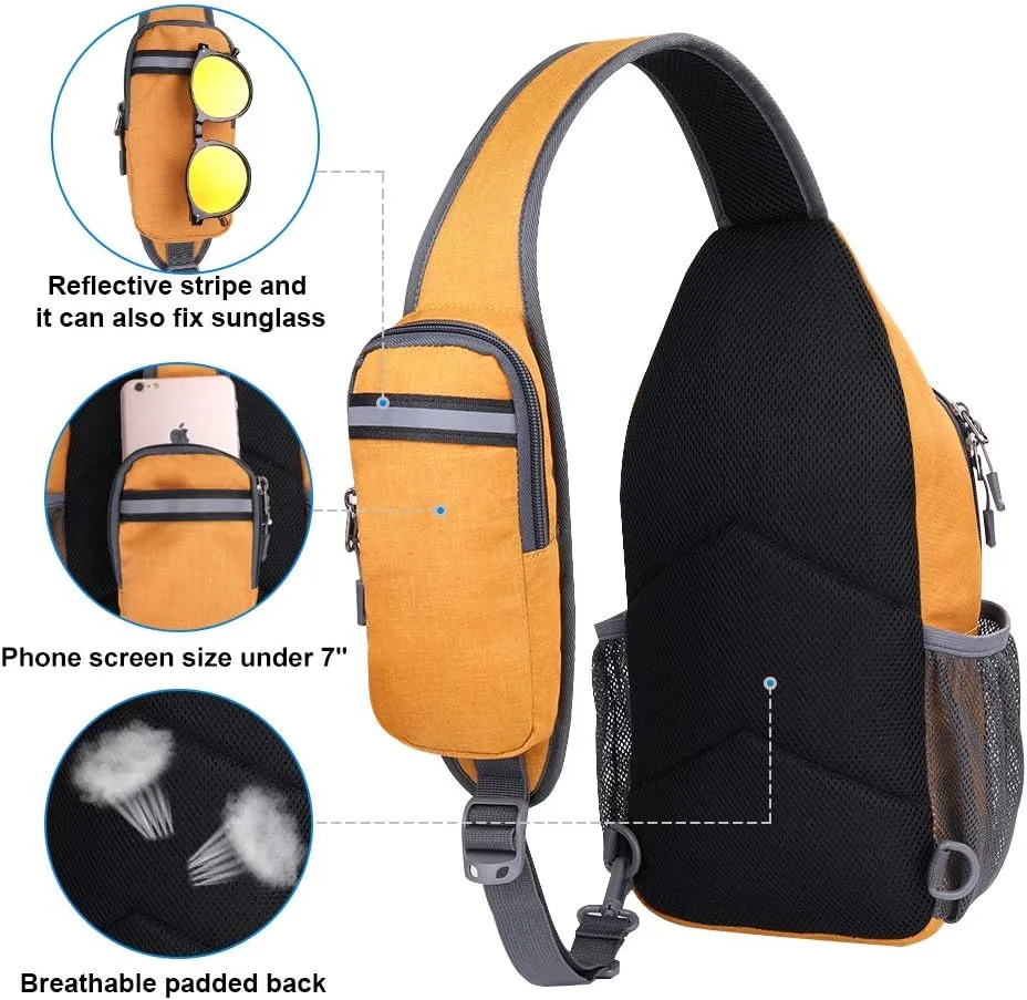 WATERFLY Crossbody Sling Backpack Sling Bag Travel Hiking Chest Bag Daypack