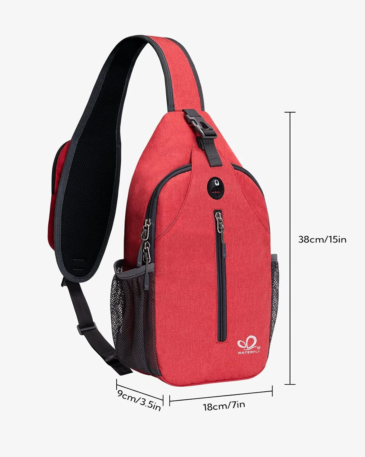 WATERFLY Crossbody Sling Backpack Sling Bag Travel Hiking Chest Bag Daypack