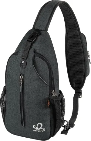 WATERFLY Crossbody Sling Backpack Sling Bag Travel Hiking Chest Bag Daypack