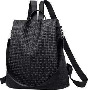 Wesoke Small Women's Backpack, Anti Theft Fashion Waterproof PU Leather Travel Backpack for Ladies, Lightweight Daily Shoulder Bag Handbag, Black