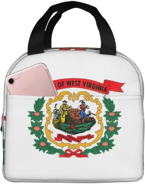 West Virginia State Flag Print Lunch Box Reusable Totes Lunch Bag Thermal Cooler For Men Women Beach Picnic Travel