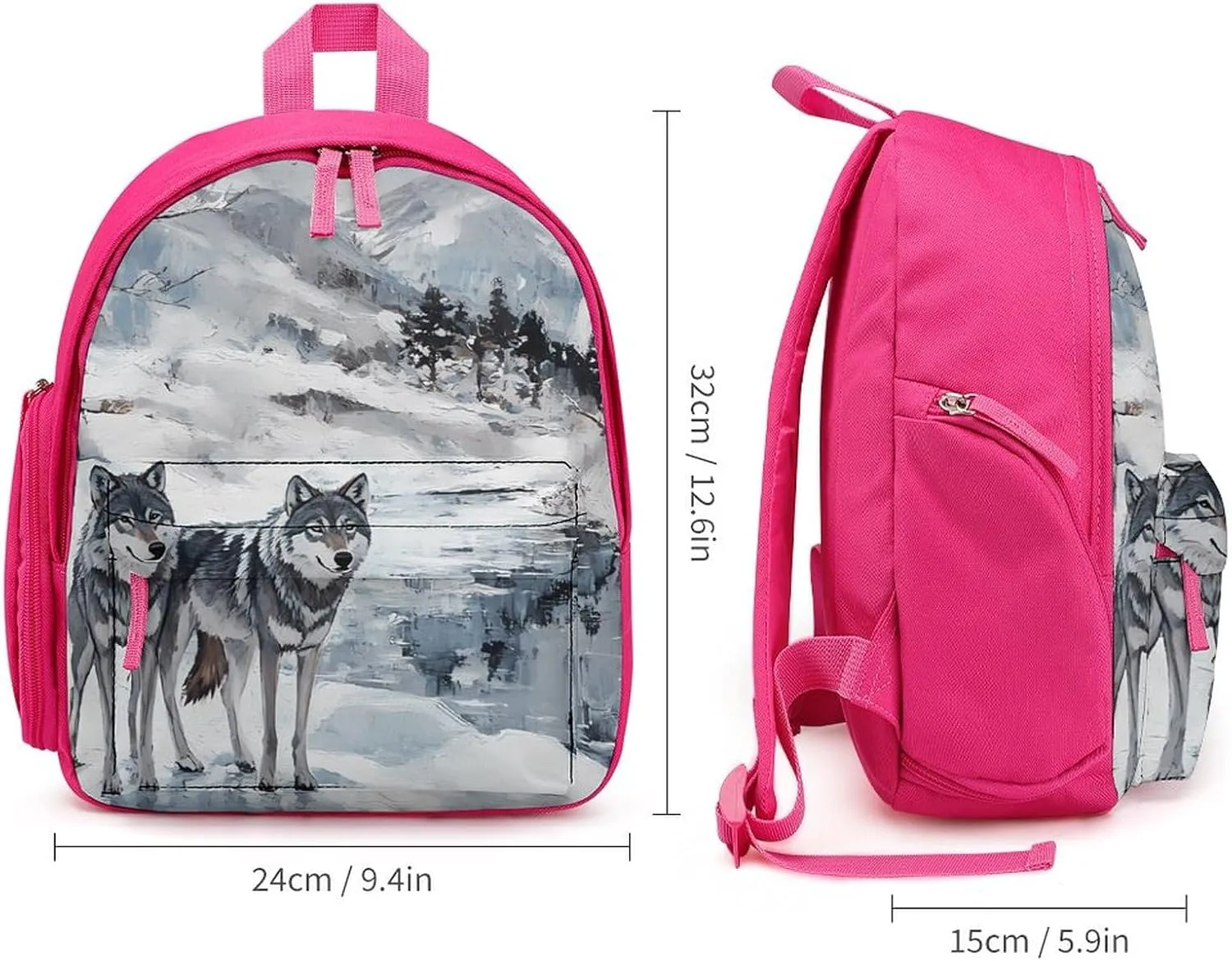 Wolf Wolves By The Stream Simple Backpack Lightweight Cute Printing Shoulder Bag Family Travel Pink-style