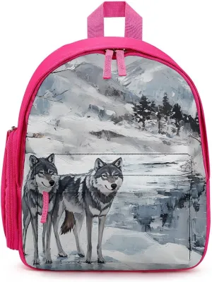 Wolf Wolves By The Stream Simple Backpack Lightweight Cute Printing Shoulder Bag Family Travel Pink-style
