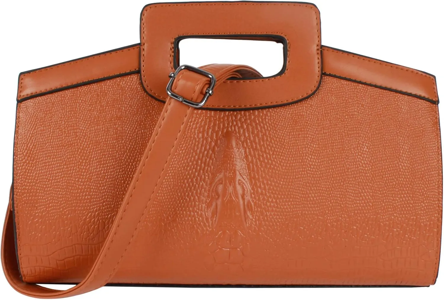 Women Crocodile Embossed Handbag Vintage Flap Tote Purse Evening Clutch Shoulder Bag