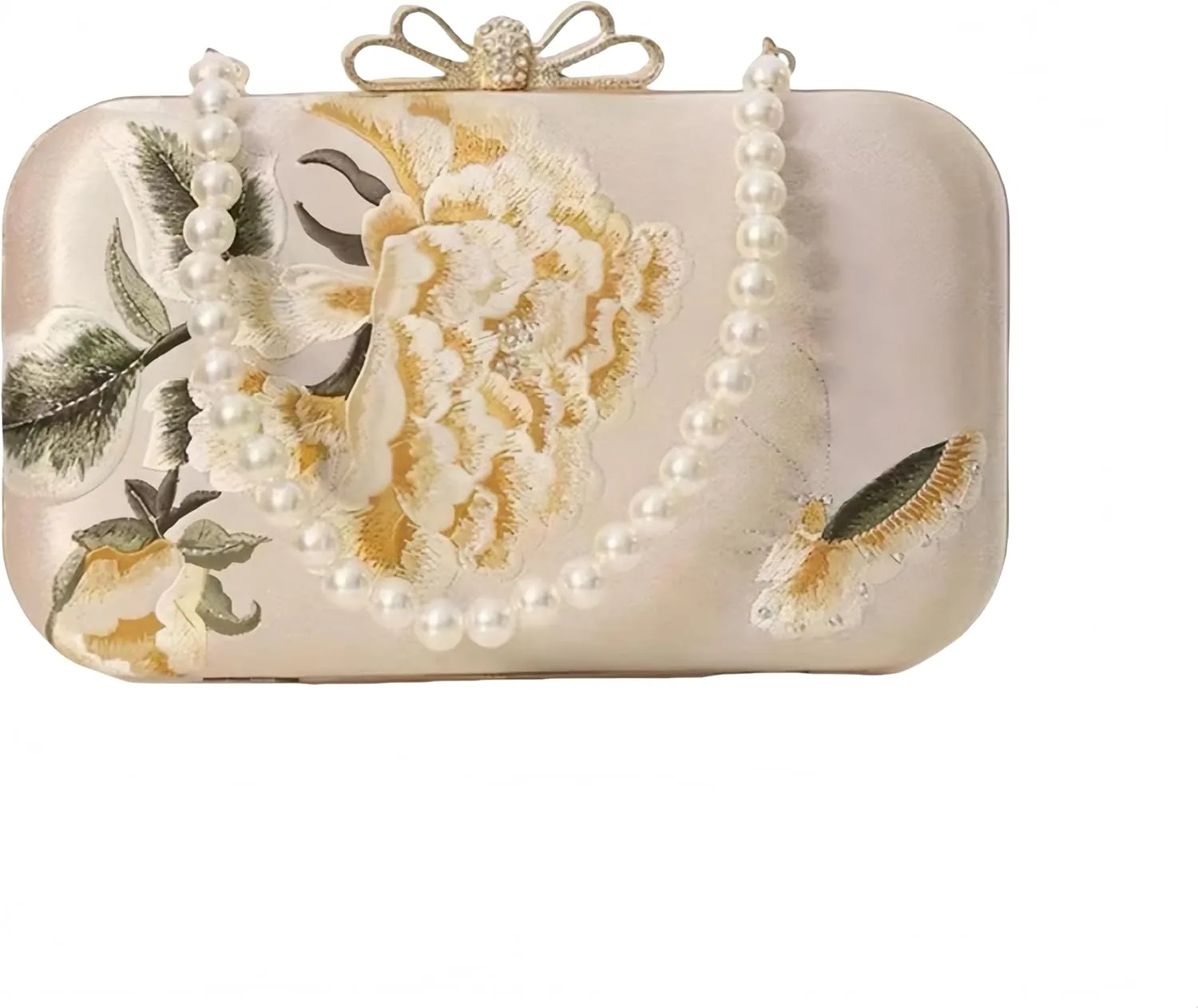 Women Embroidered Bag Silk Shoulder Bag Rectangle Handbag Crossbody Bag for Wedding Party Banquet