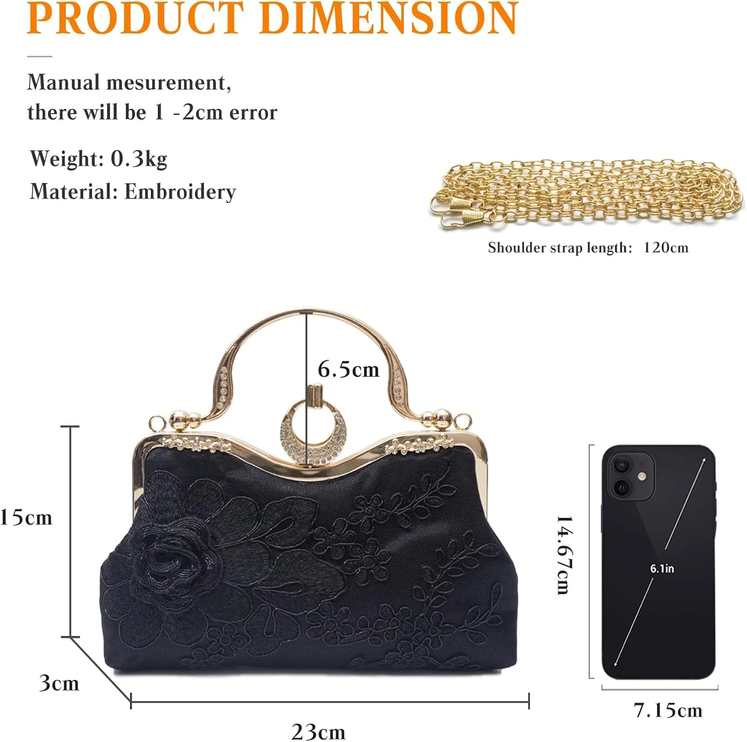 Women Evening Bag Floral Embroidery Clutch Bag Vintage Handbag Bridal Wedding Purse Elegant Shoulder Bag