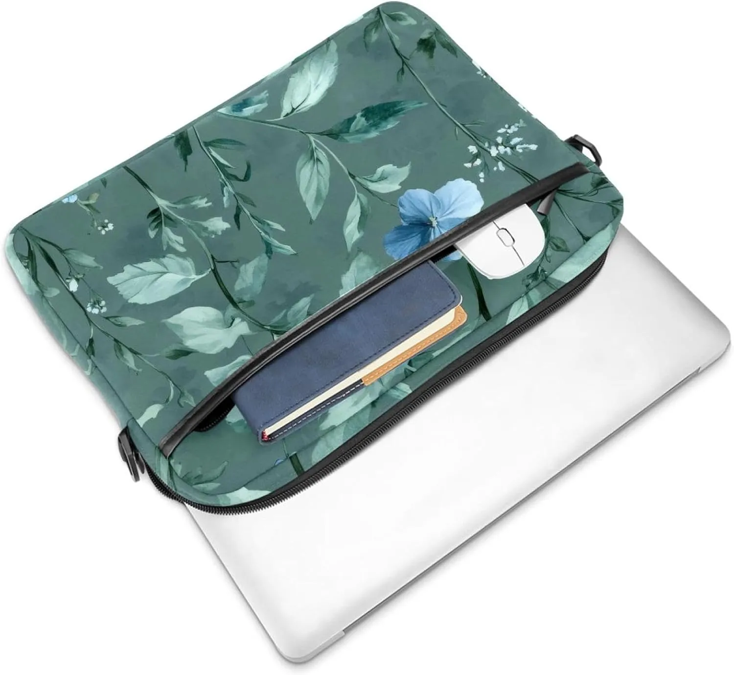 Women Laptop Bag Watercolor Easter Eggs and Green Leaves Laptop Computer Bag Work Tote Bag Shoulder Messenger Bag