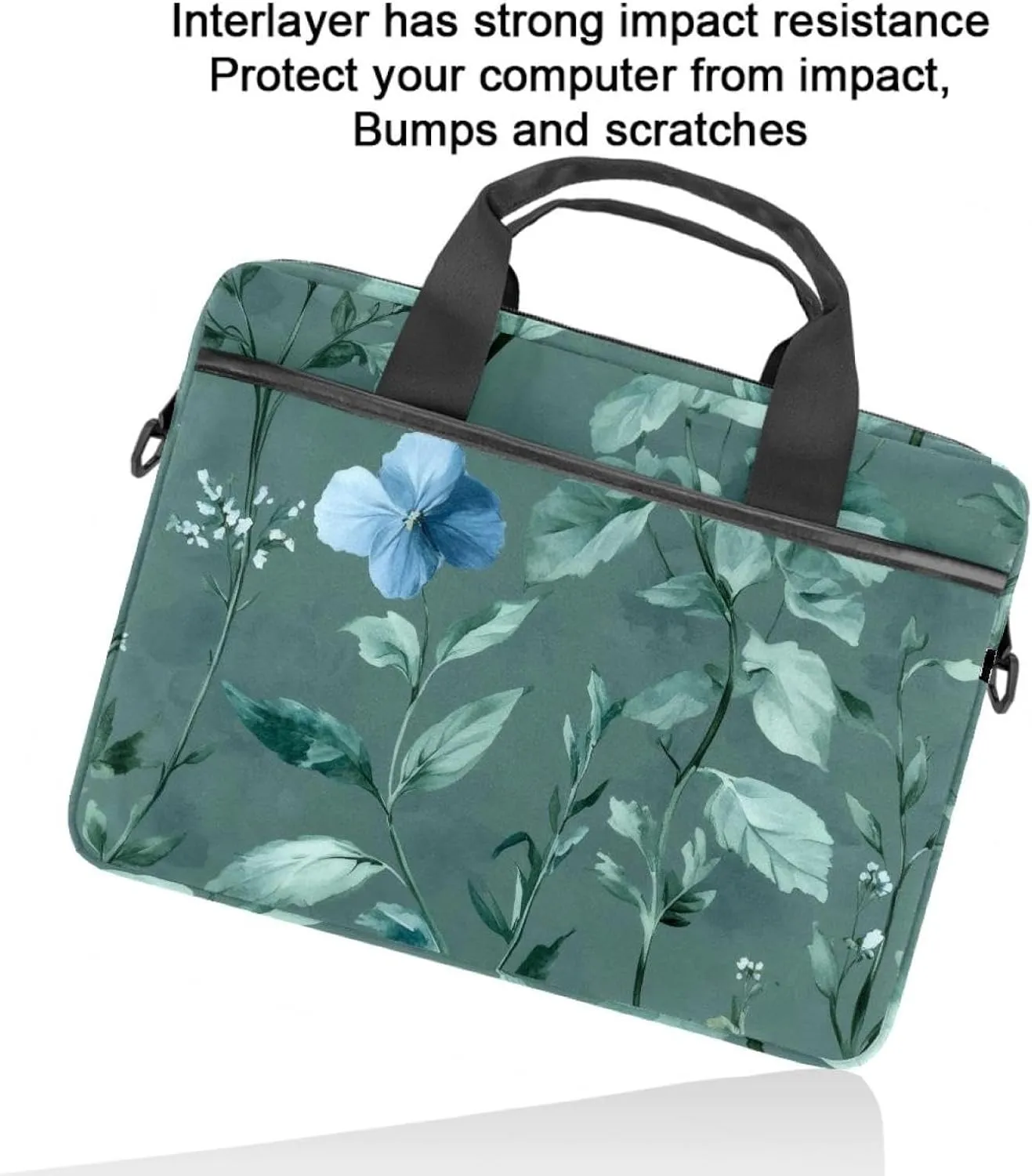 Women Laptop Bag Watercolor Easter Eggs and Green Leaves Laptop Computer Bag Work Tote Bag Shoulder Messenger Bag