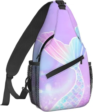 Women Mermaid Tail Crossbody Sling Backpack for Men Chest Bag Shoulder Bag Lightweight One Strap Backpack Travel Outdoor Daypack