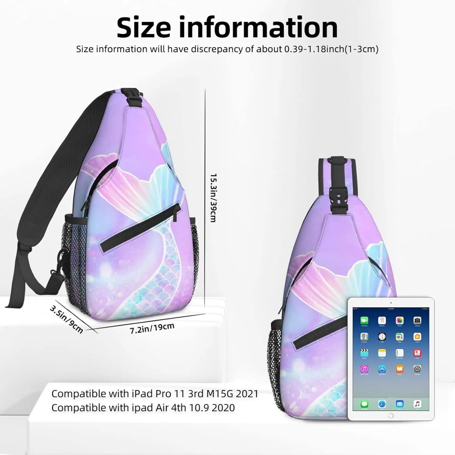 Women Mermaid Tail Crossbody Sling Backpack for Men Chest Bag Shoulder Bag Lightweight One Strap Backpack Travel Outdoor Daypack