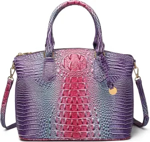 Women Purse Satchel Bag Long Crossbody Classy Tote Bag Top Handle Vegan Leather Ladies Handbags Embossed Pattern
