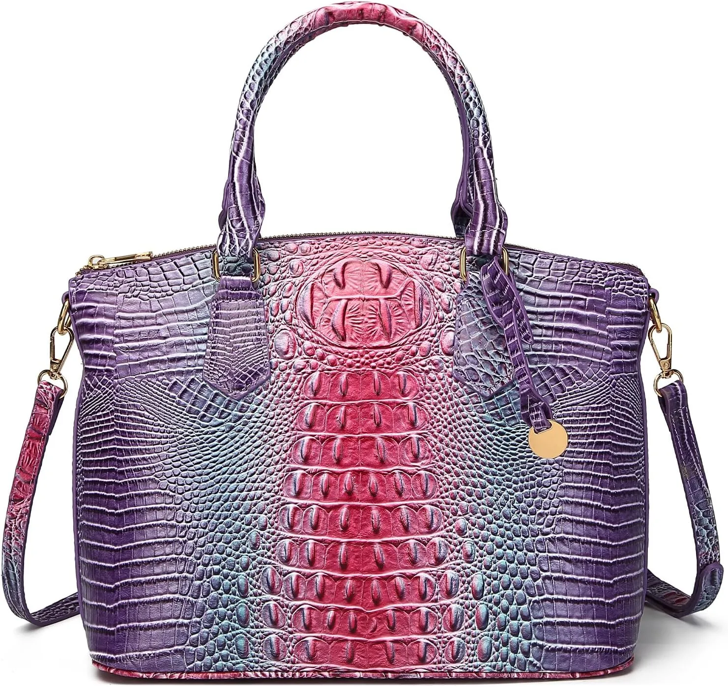 Women Purse Satchel Bag Long Crossbody Classy Tote Bag Top Handle Vegan Leather Ladies Handbags Embossed Pattern