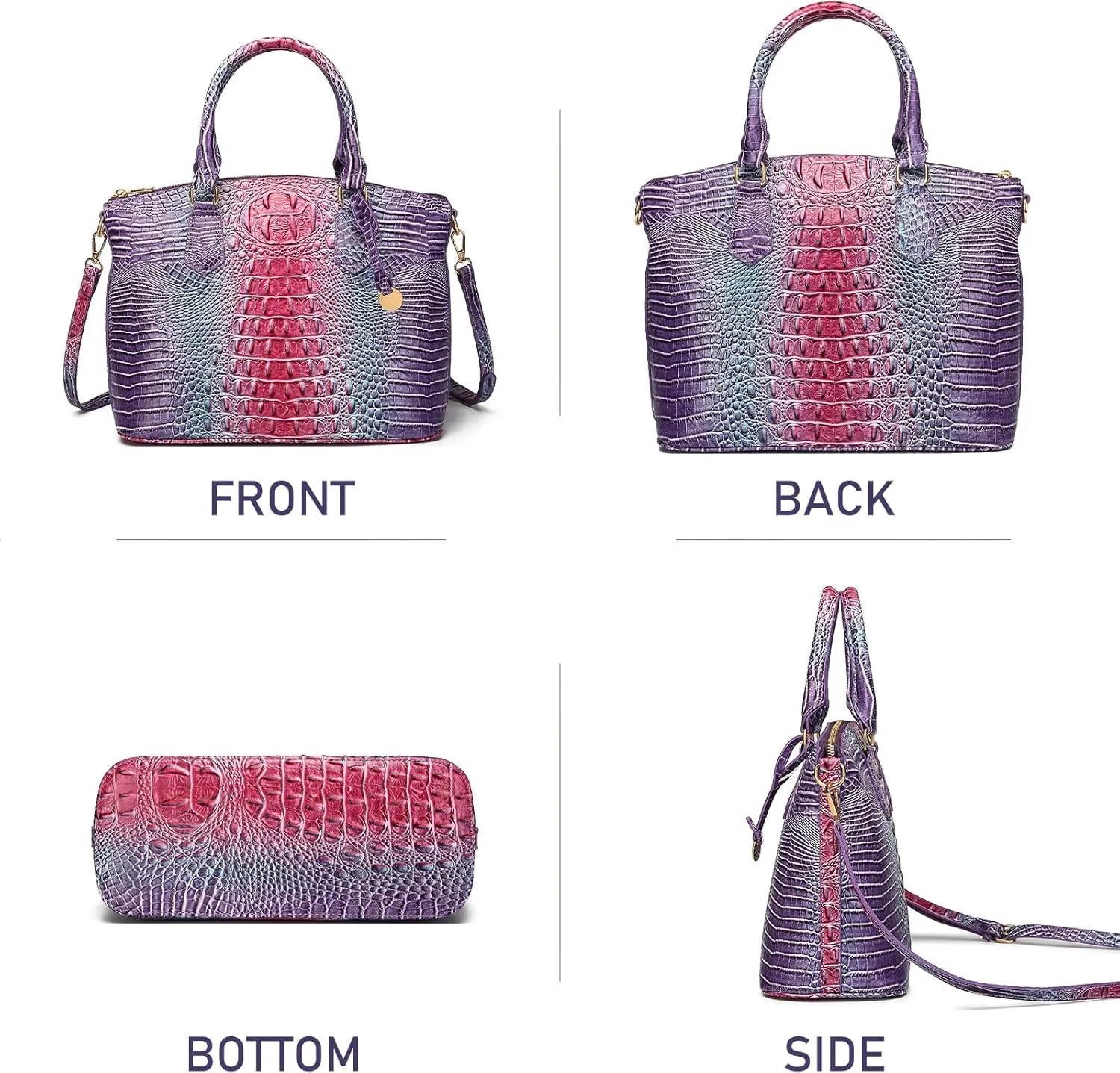 Women Purse Satchel Bag Long Crossbody Classy Tote Bag Top Handle Vegan Leather Ladies Handbags Embossed Pattern