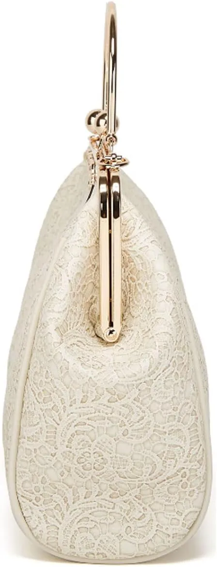 Women Retro Embossing Leather Handbag Multiple Collocations Tote Bag Kiss Lock Messenger Bag Hardware Handle Purse
