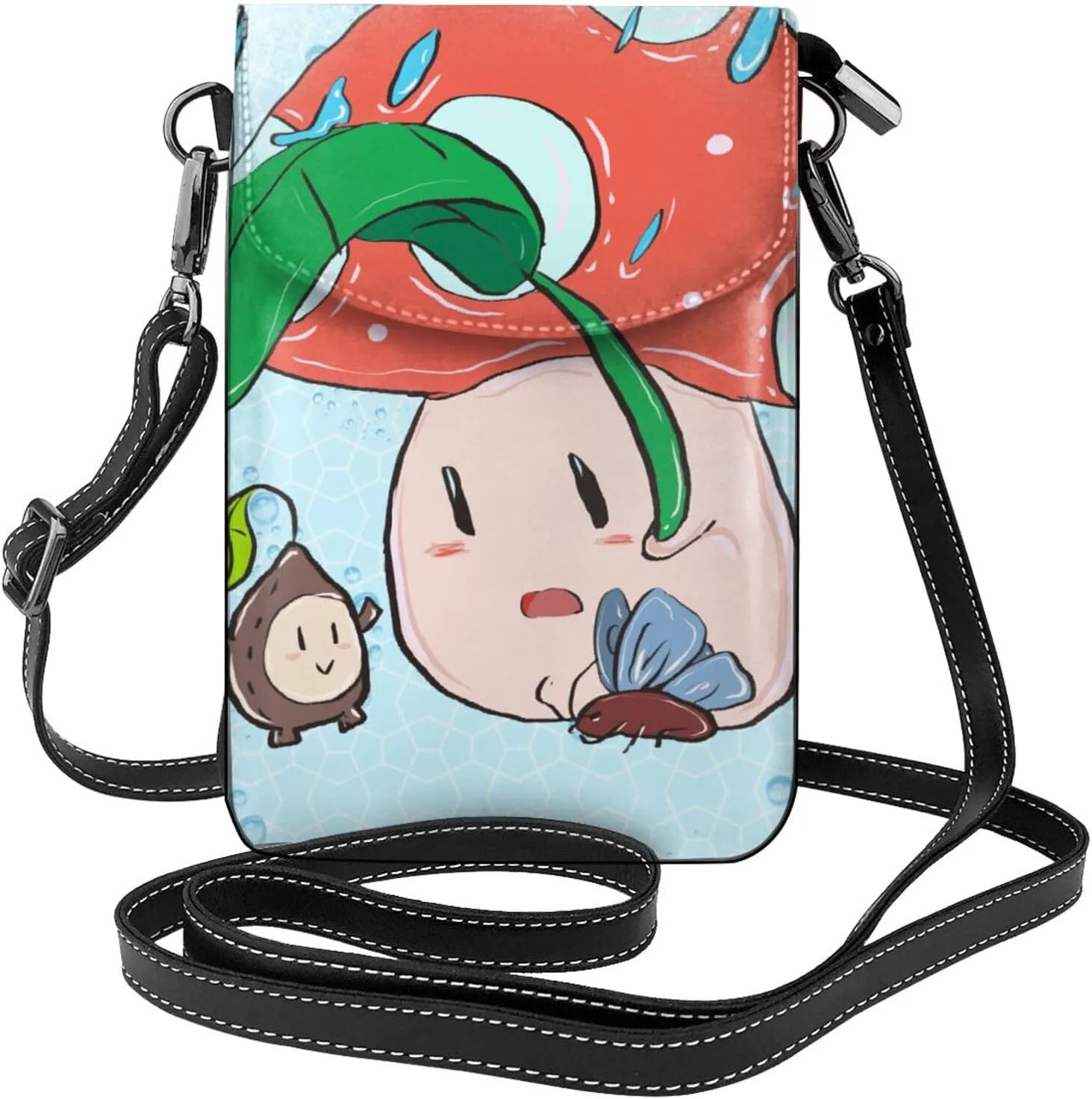 women Small Cell Phone Purse Sunflower seeds and mushroom picture : Multifunction,Soft, durable,Convenient for daily use and travel, Black, One Size