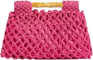 Women Straw Woven Mesh Handbag Bamboo Handbag Trendy Summer Travel Seaside Beach Vacation Totes Bag
