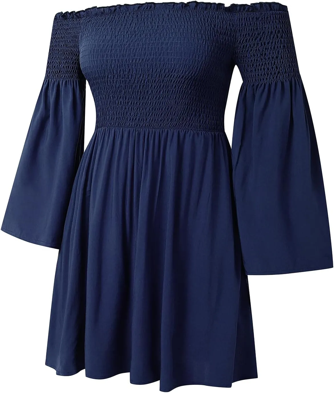 Women's Dress Summer Floral Long Sleeve Off Shoulder Casual Mini Dresses