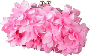 Women's Floral Satin Evening Clutch Bag with Detachable Metal Chain for Wedding, Party, Prom - Shoulder/Crossbody/Handheld