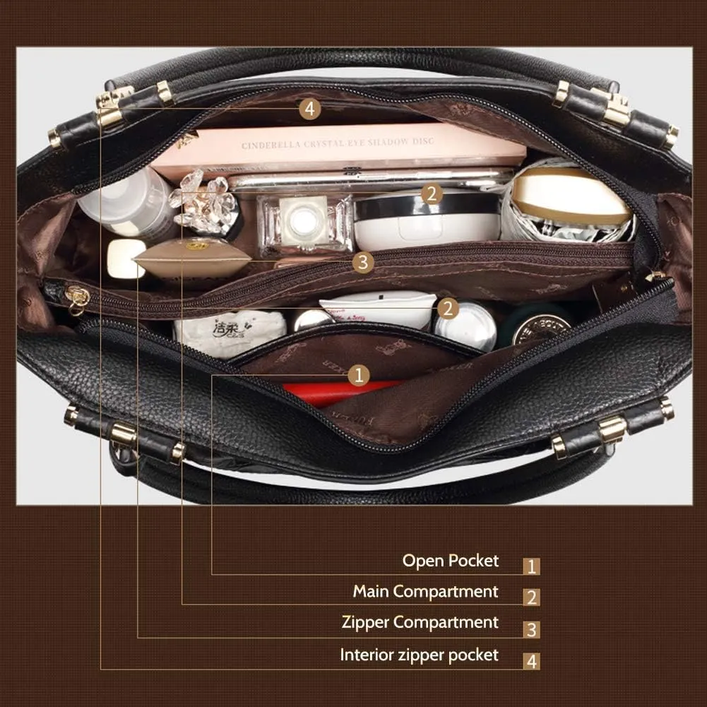 Women's Genuine Leather Tote Handbag, Top-handle Purse and Handbags for Women Satchel Large Shoulder Bag
