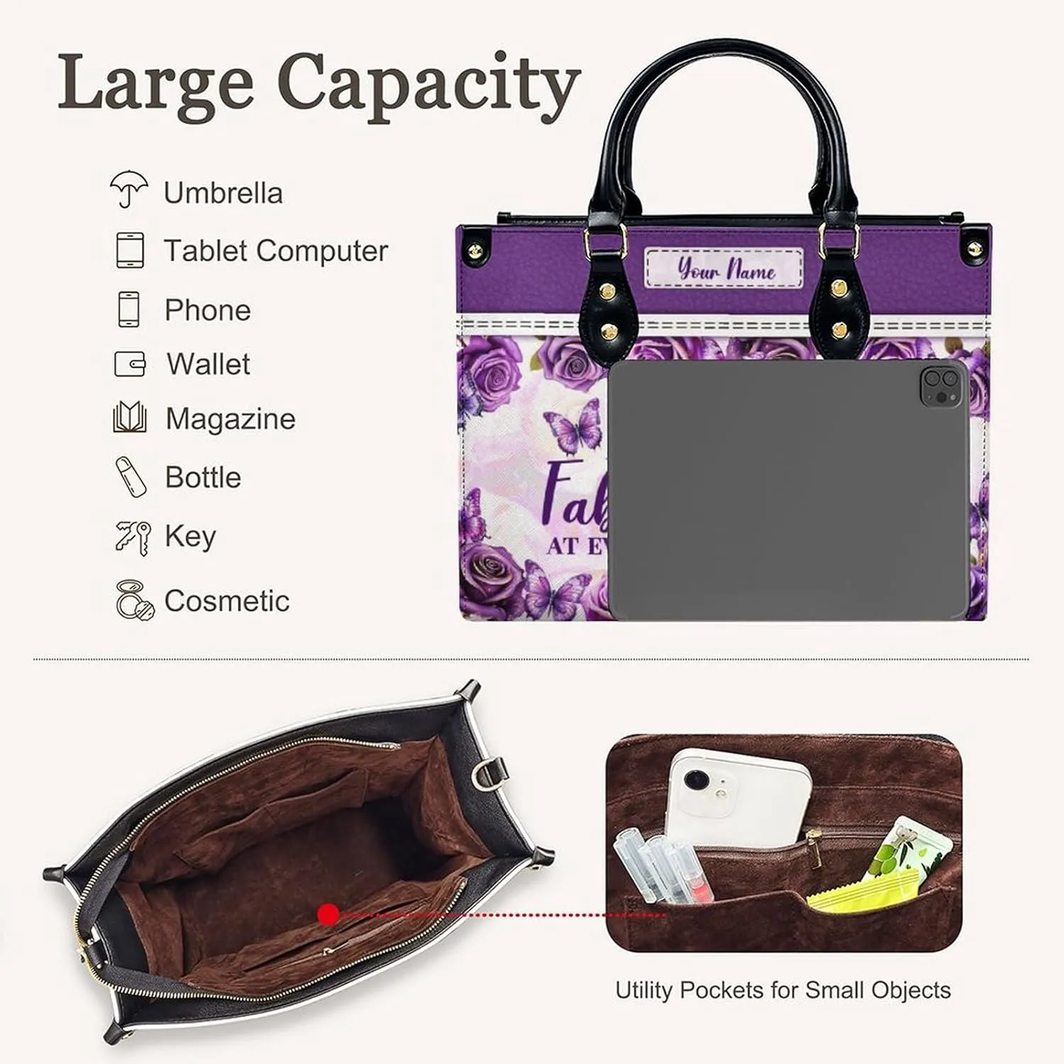 Womens Handbag - Flowers Tote Bags for Women gifts - Shoulder Purses for Shopping Daily Use - PU Leather Bag