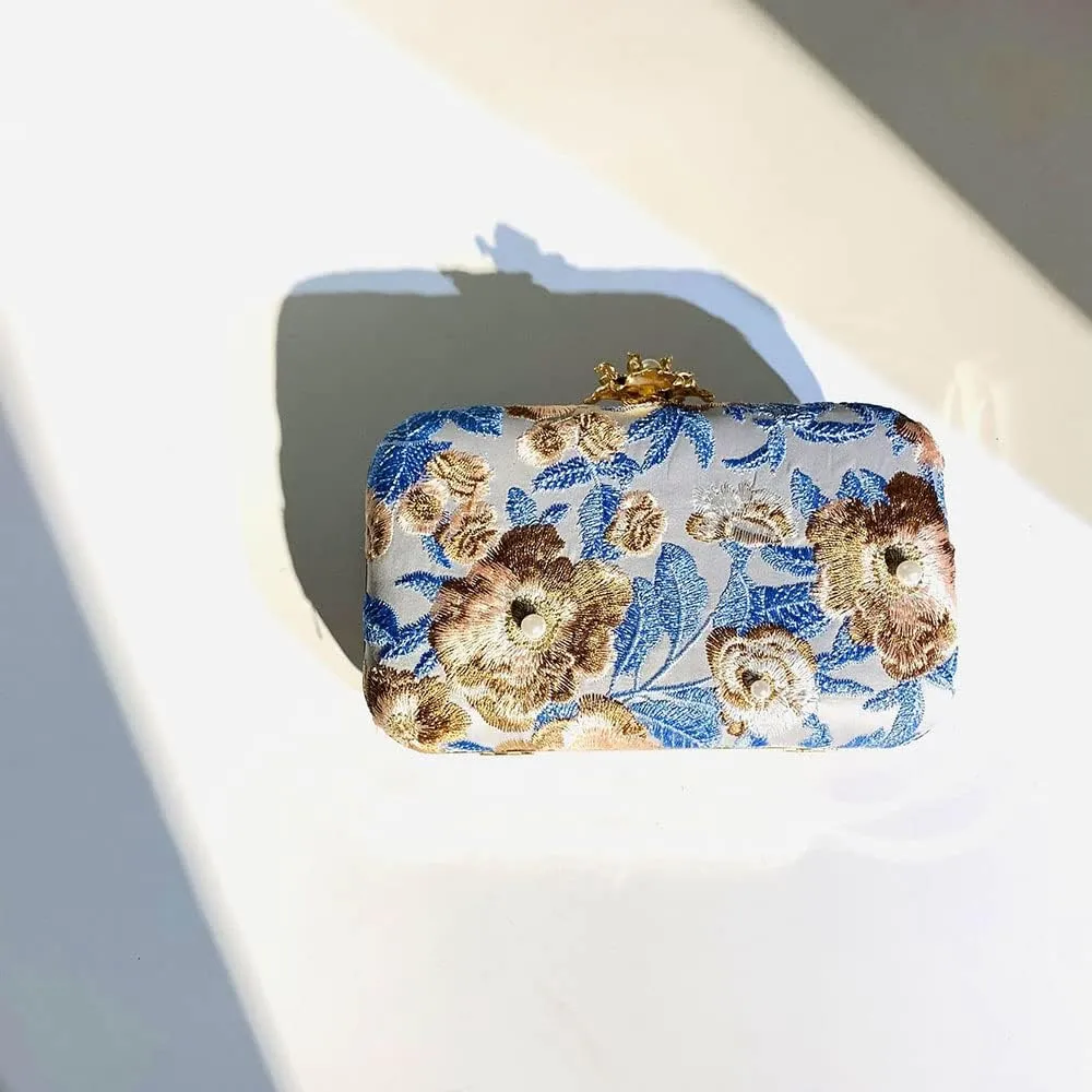 Womens Handmade Embroidery Beaded Evening Clutch Bag Vintage Pearls Handbag Purse for Wedding Prom Cocktail Party