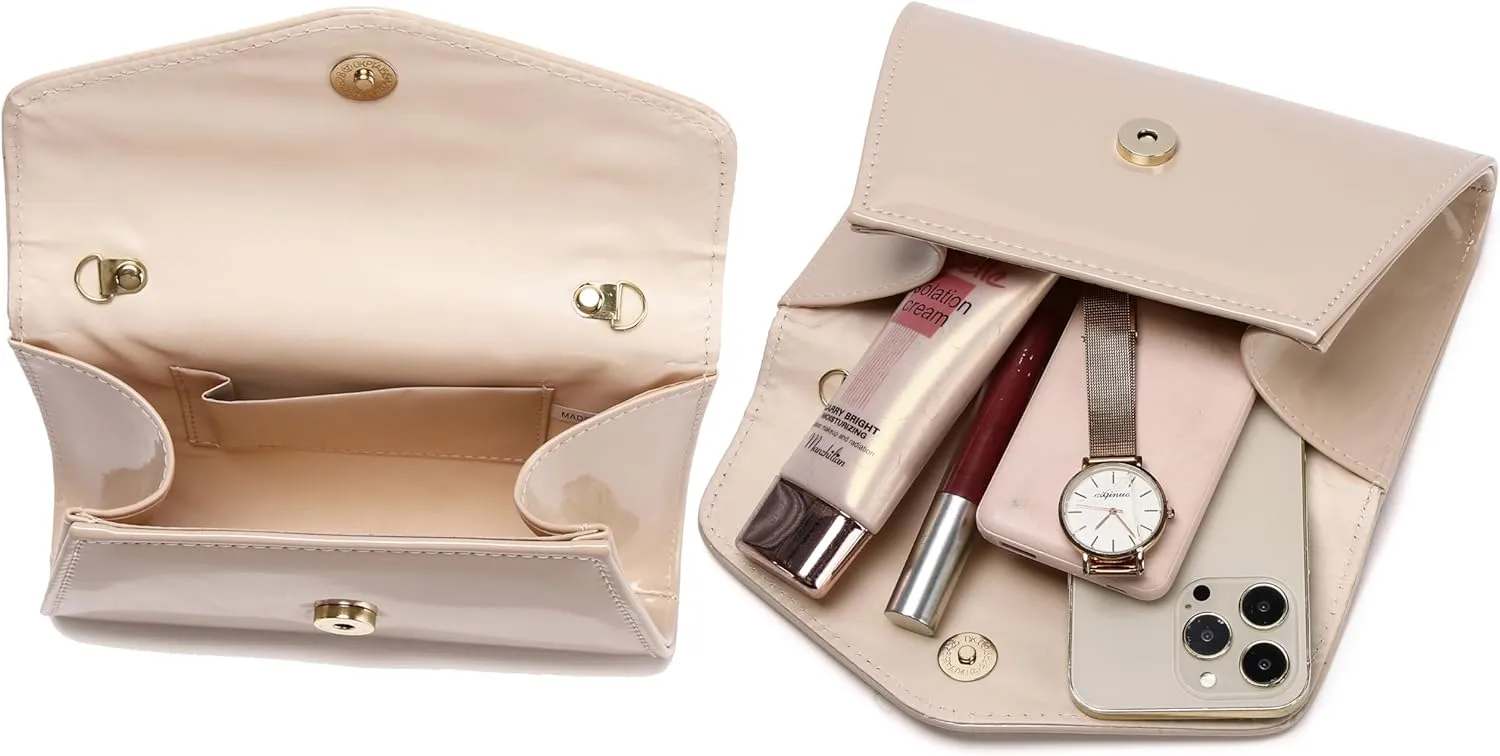 Women's Mini Shiny Candy Patent Leather Evening Bag Bridal Party Clutch Purses Cocktail Prom Handbags