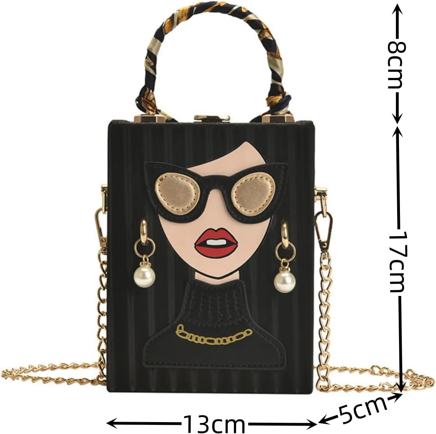 Womens Novelty 3D Lady Face Shoulder Bags PU Leather Top Handle Satchel Handbags Clutch Purse Crossbody Phone Wallet