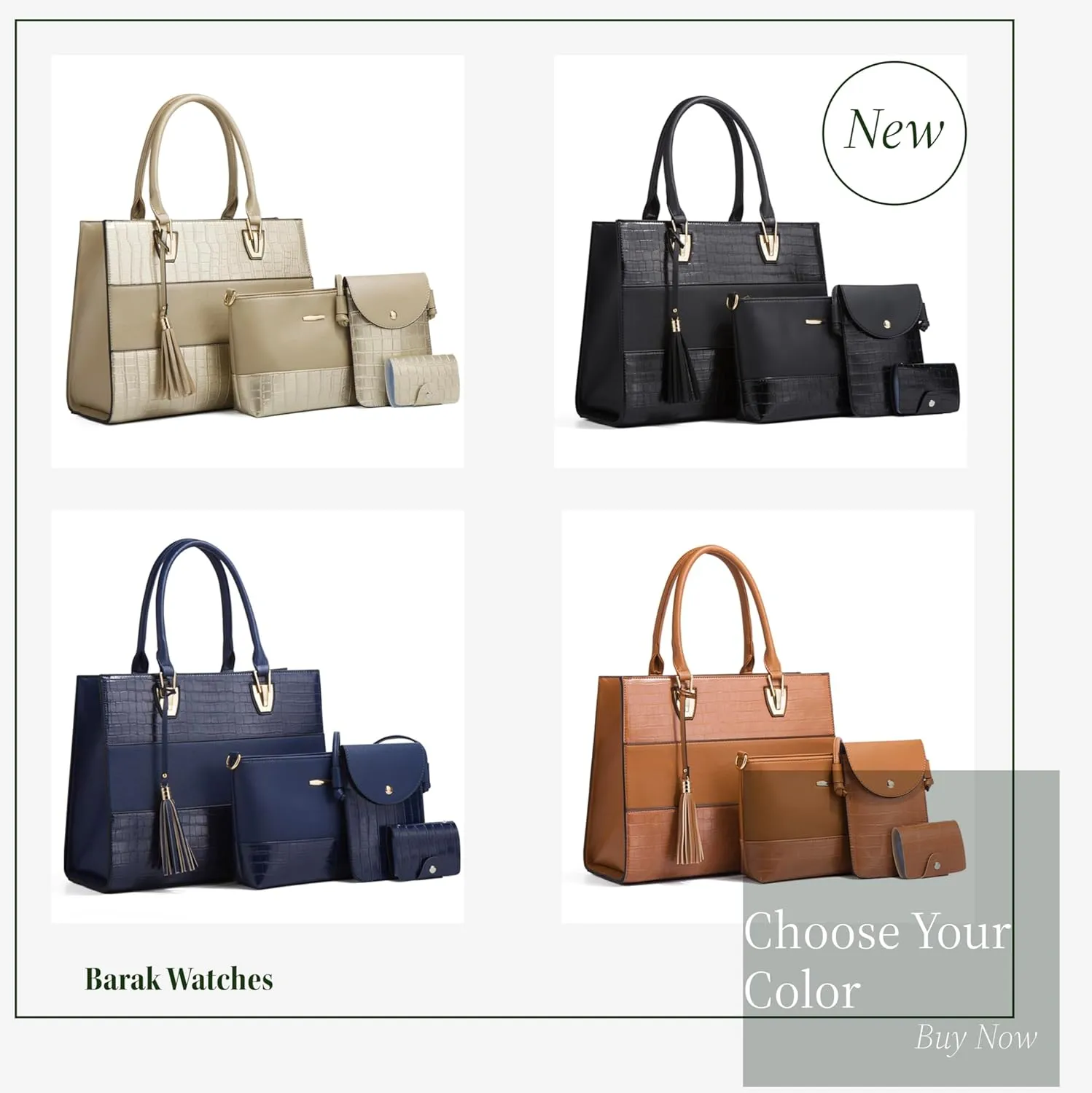 Women's Satchel Handbag, Lady Satchel Purse Vegan Leather HandBags, Top Handle Purse Set 4PCS
