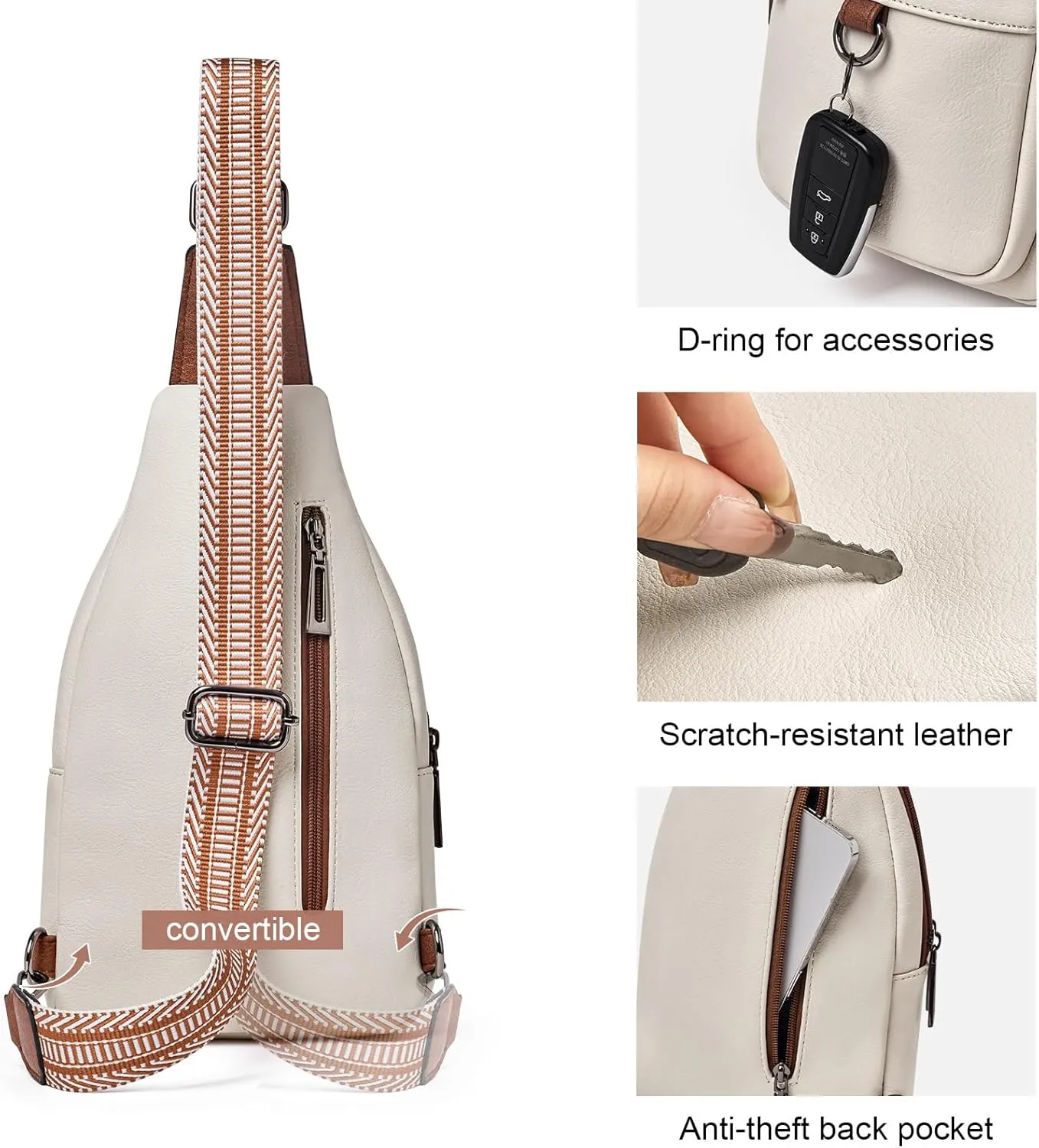 Womens Sling Bag Crossbody Bags for Women Vegan Leather Sling Backpack Daypack Fanny Pack Crossbody Purse Travel