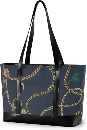 Women's Tote Shoulder Bag Vintage Decorative Chains Capacity Handbag