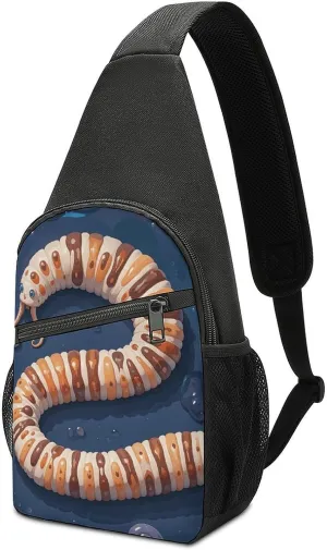Worm Shape Biological Sling Bag Travel Sling Backpack Man Purse for Men Hiking Crossbody Bags Chest Bag Shoulder Chest Pack