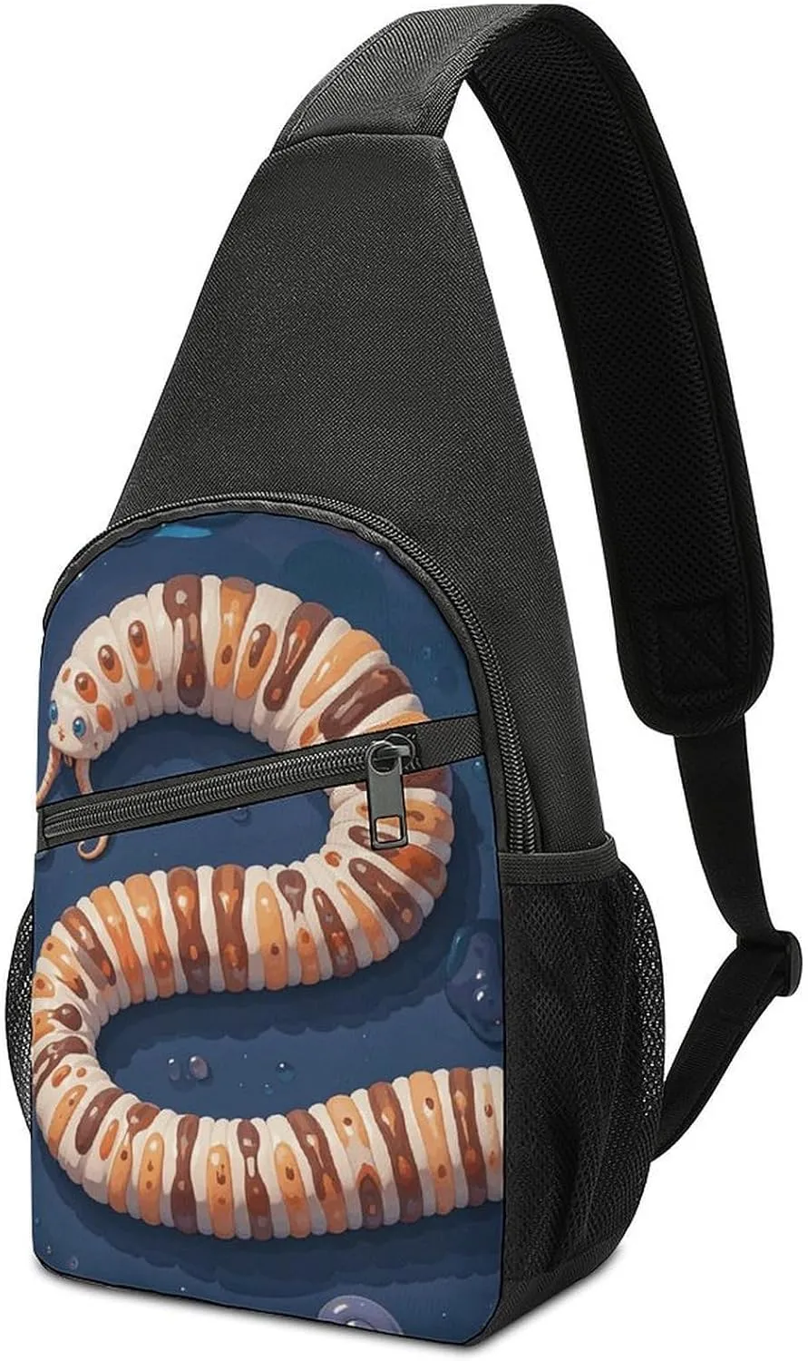 Worm Shape Biological Sling Bag Travel Sling Backpack Man Purse for Men Hiking Crossbody Bags Chest Bag Shoulder Chest Pack