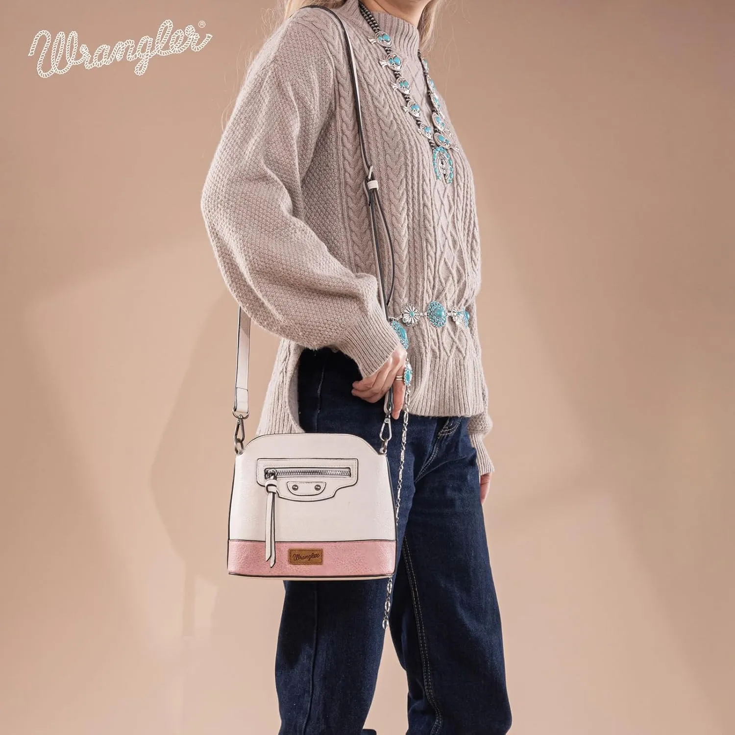 Wrangler Cow Print Crossbody Bag for Women Western Cross Body Purse with Signature Strap
