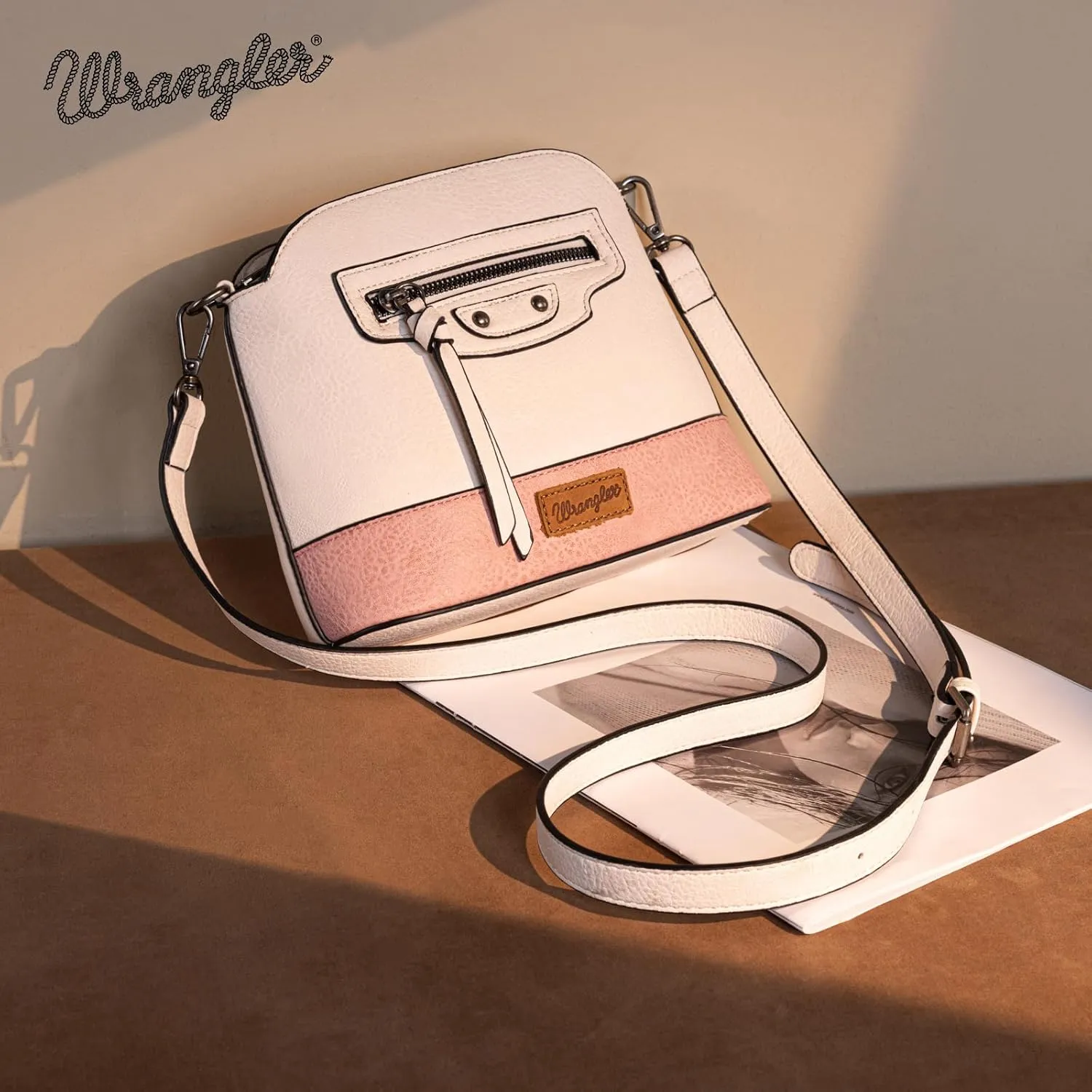 Wrangler Cow Print Crossbody Bag for Women Western Cross Body Purse with Signature Strap