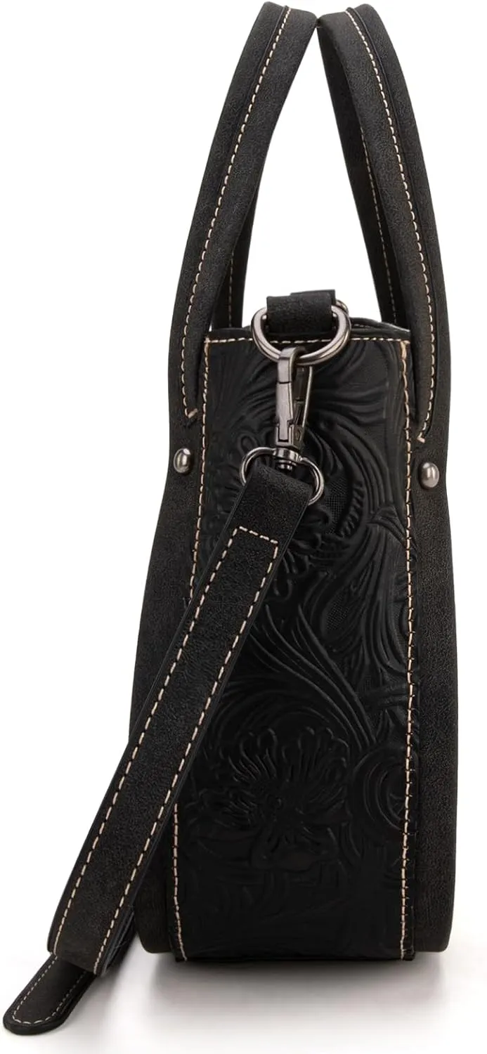Wrangler Small Tote Purse for Women Western Cowhide Designer Top-handle Handbags with Strap